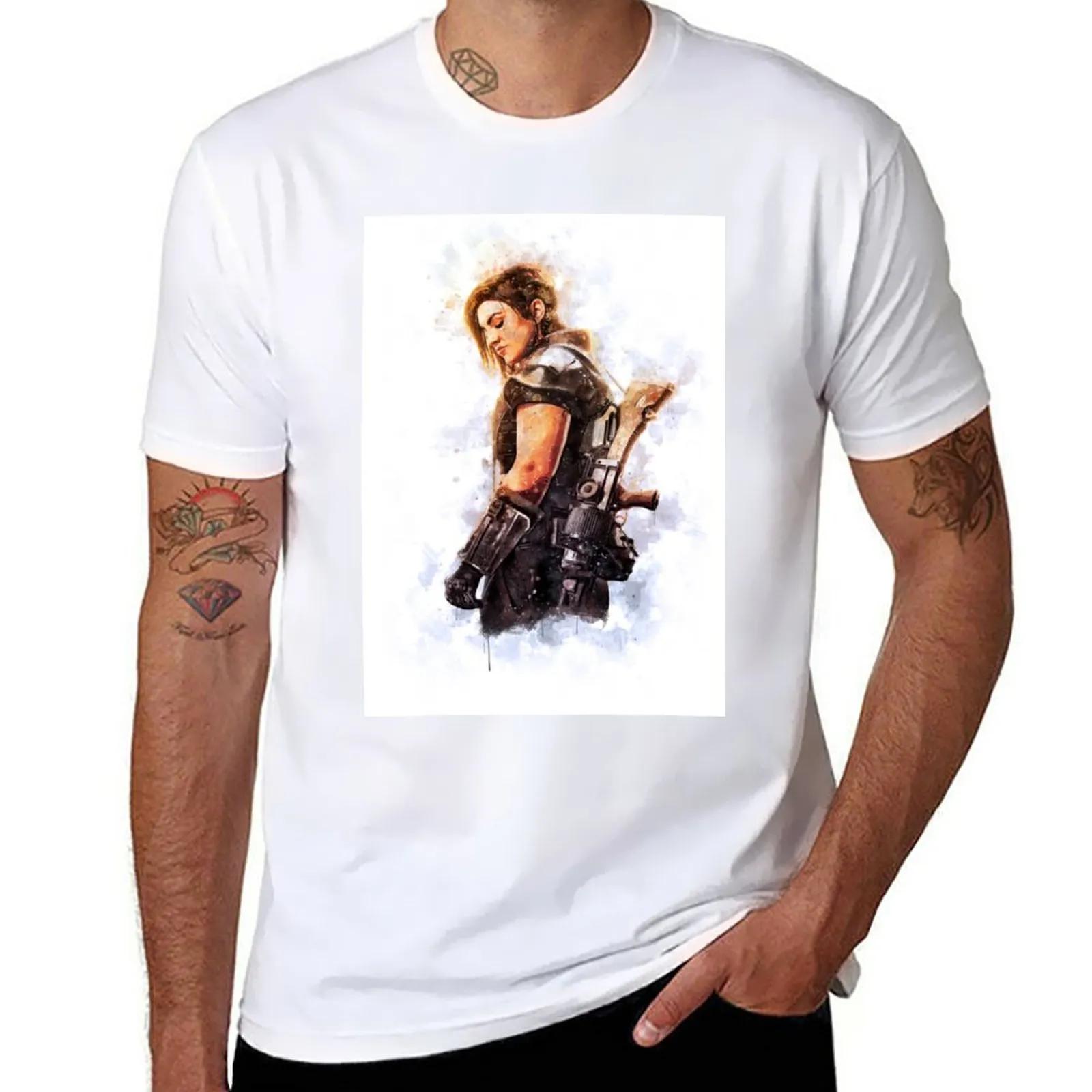 카라 수채화 일반 티셔츠, 플러스 사이즈 상의, 남성 빈티지 티셔츠
